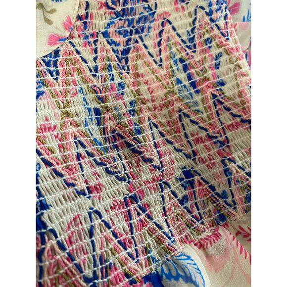 NWT Stellah New York Sleeveless V-Neck Blouse, Pink/ Blue Pattern, Large - Picture 3 of 8